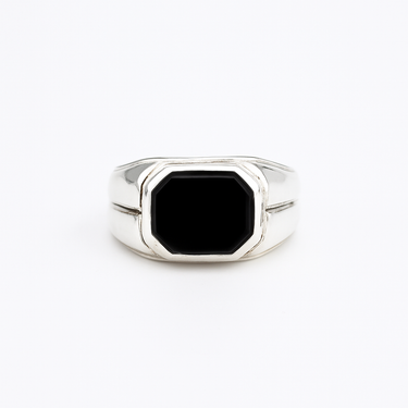 Onyx Box Ring - 950 Silver